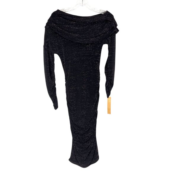 Rachel Roy Womens Off Shoulder Lurex Jersey Dress Black Metallic Glitter size S - Picture 3 of 16